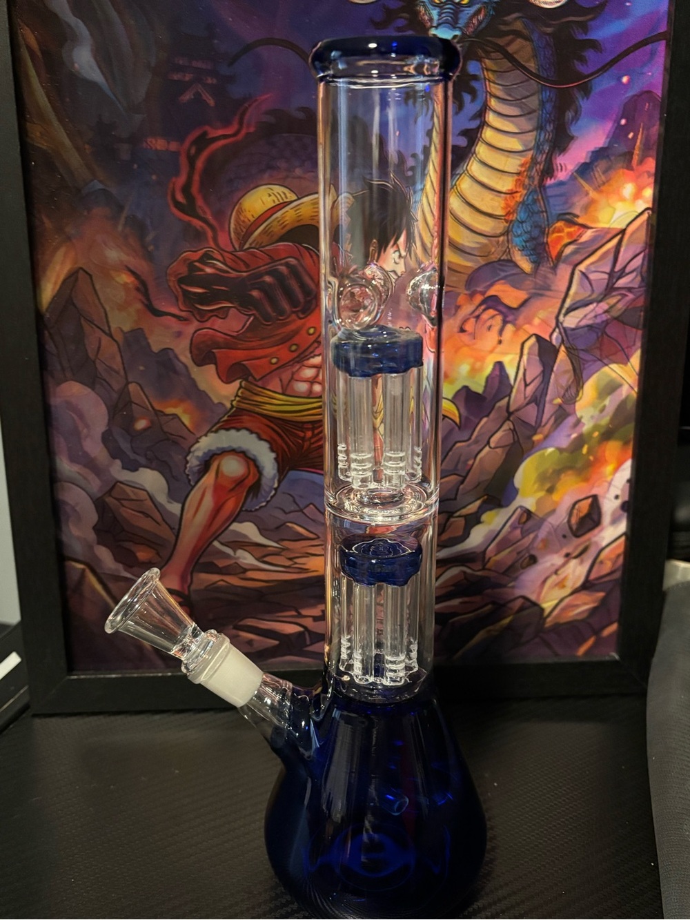 Clear Glass with Deep Blue Accents - Home Art